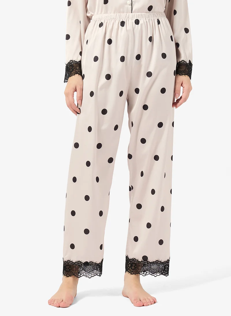 Ella  Polka Print Pyjama Top & Pant Set for Women | Best Price UAE
